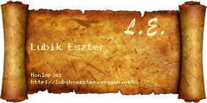Lubik Eszter névjegykártya